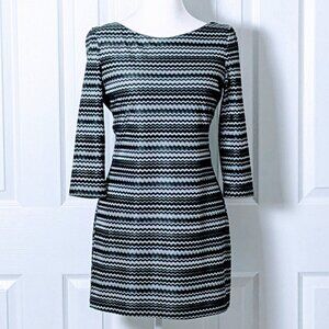 JOSEPH RIBCOFF Women's Dress  Size 4  Black Gray White Print